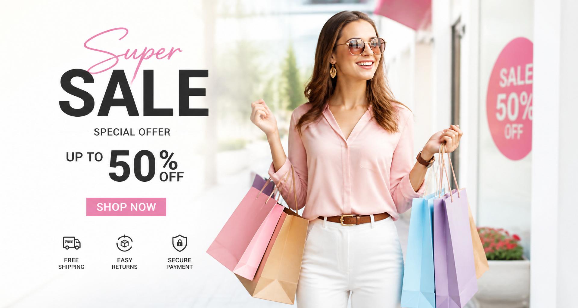 Mujer con bolsas de compras de rebajas